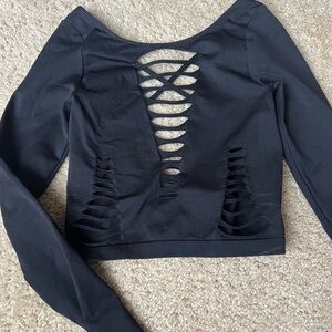 Black Cut-Out Long Sleeve Top
